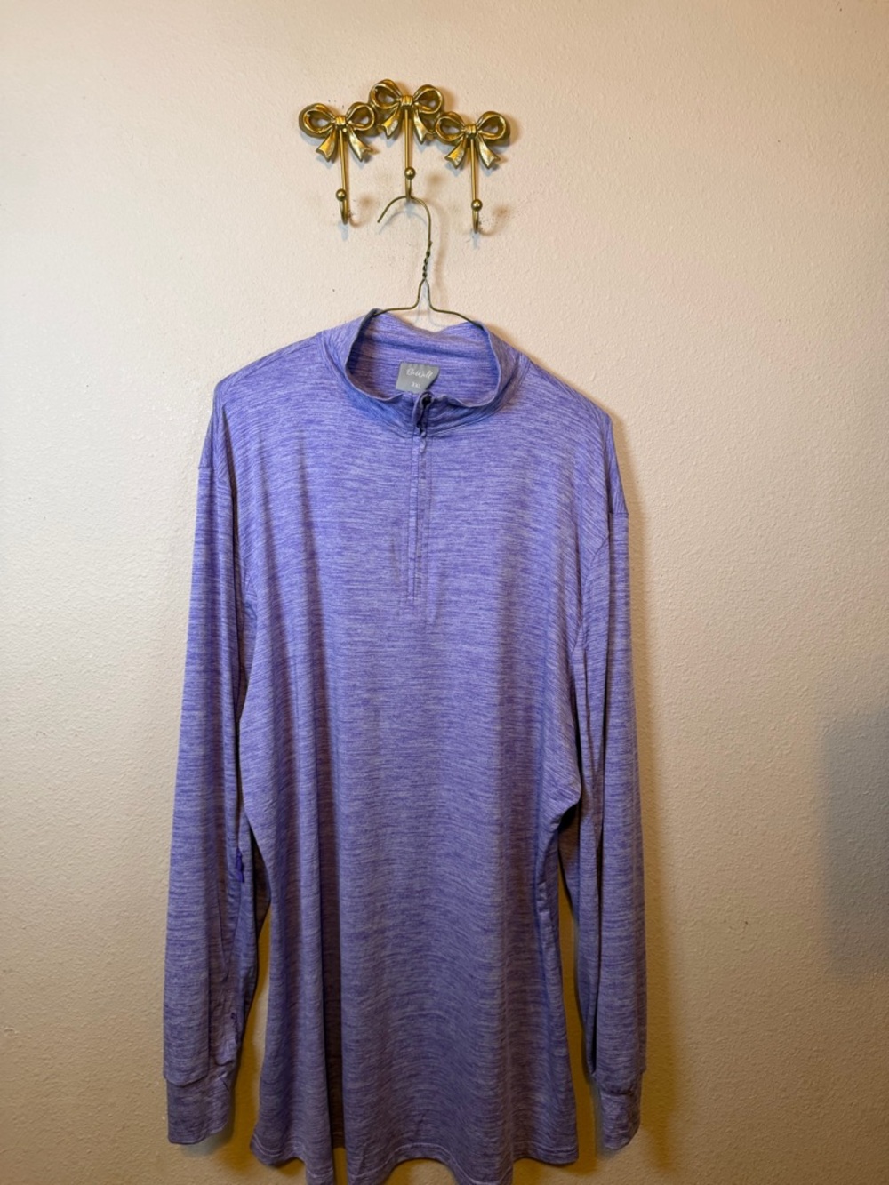 Women's Lavender Heather Long Sleeve Quarter-Zip Athletic Top. Size 3X